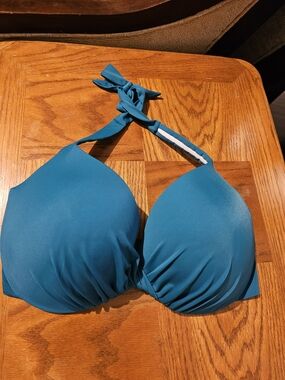 VICTORIAS SECRET Teal Halter Swim Top - Women Swim